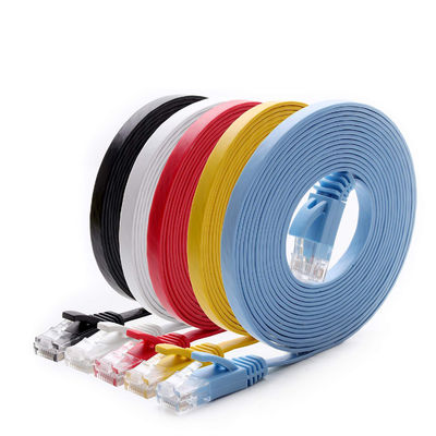 Cat6a Patch Corde แบนบางทนทานความเร็วสูง Gigabit ใช้งานได้จริง
