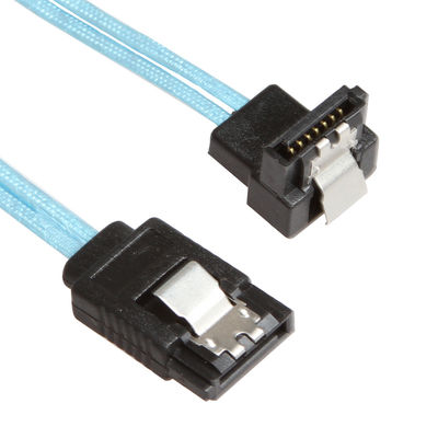 สายเคเบิลต่อขยาย SATA 3 สีน้ำเงินขนาด 8 นิ้ว สายตรงไปยังสาย SATA 3 แบบตรง