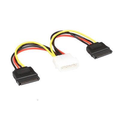 สายเคเบิลลากสายไฟ SATA OEM SATA 1 ถึง 2 4 Pin Molex Connector ถึง 2