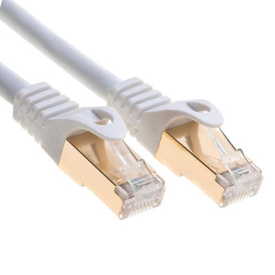 สายแพทช์ RJ45 0.5-90 ม., สายเคเบิลอีเธอร์เน็ต Cat 7 สีขาวโล่คู่