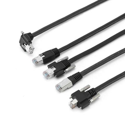 สายเคเบิลอีเทอร์เน็ตอุตสาหกรรมสำหรับกล้อง Cat6A S/FTP RJ45 8P พร้อมสกรูล็อค GigE