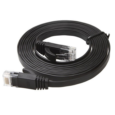 สายเคเบิลอีเธอร์เน็ตทองแดงเปลือยที่มีความเสถียรแบน Cat 6 บางพิเศษพร้อม RJ45 8P8C