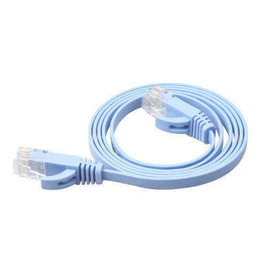 สายเคเบิลอีเธอร์เน็ตทองแดงเปลือยที่มีความเสถียรแบน Cat 6 บางพิเศษพร้อม RJ45 8P8C