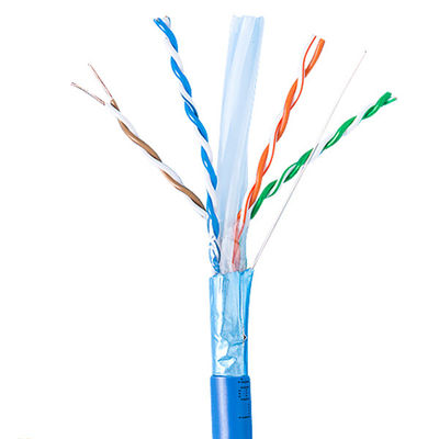 ทองแดงเปลือยแข็ง Cat6a Lan สายชีลด์ Riser 1000ft สีน้ำเงิน 23AWG 750MHz PoE ++