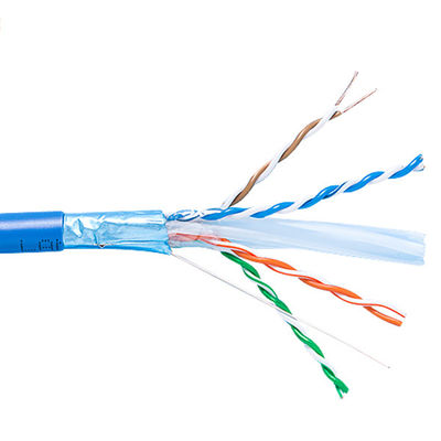 ทองแดงเปลือยแข็ง Cat6a Lan สายชีลด์ Riser 1000ft สีน้ำเงิน 23AWG 750MHz PoE ++