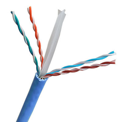 ฉนวน PVC สายเคเบิล Cat6a Lan 500Mhz TIA568 C.2 ตัวนำ CCA ทองแดงสีน้ำเงิน