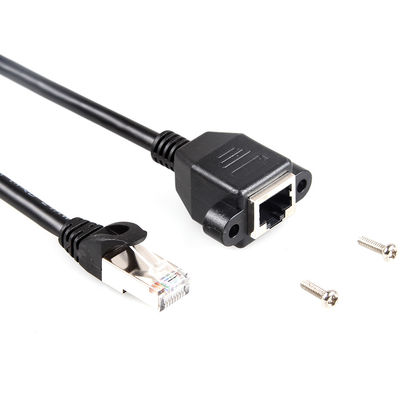 สายเคเบิลอีเธอร์เน็ตแบบป้องกัน Cat 6a ที่เสถียร, สายเคเบิลต่อขยาย RJ45 พร้อมตัวยึดแผงสกรู