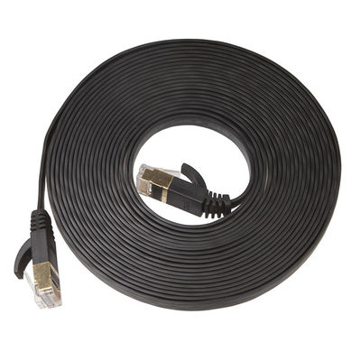 Cat6 UTP Ethernet Lan สายแบนสั้นสีดำสำหรับคอมพิวเตอร์