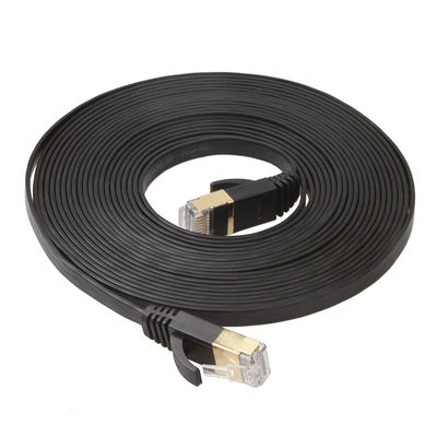 Cat6 UTP Ethernet Lan สายแบนสั้นสีดำสำหรับคอมพิวเตอร์