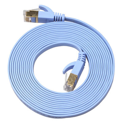4 Ft Cat6 Flat Ethernet Lan Cables Blue With Gold Shielded Snagless Rj45 Connectors