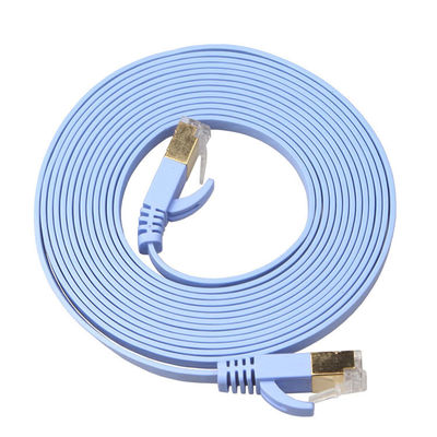 4 Ft Cat6 Flat Ethernet Lan Cables Blue With Gold Shielded Snagless Rj45 Connectors
