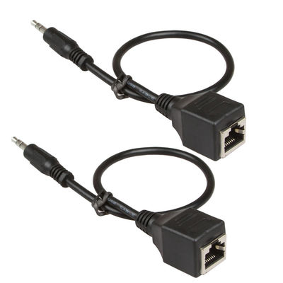 3.5 มม. 1/8 &quot;ประกอบสายแบบกำหนดเอง RJ45 ชายกับหญิง Cat5 Cat6