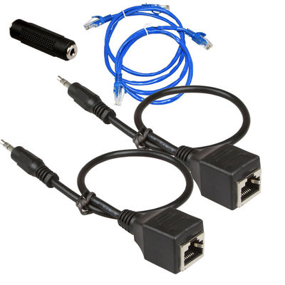 3.5 มม. 1/8 &quot;ประกอบสายแบบกำหนดเอง RJ45 ชายกับหญิง Cat5 Cat6
