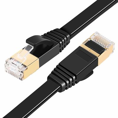 สายเคเบิลเครือข่ายแบน Cat7 สีดำ, SFTP BC Pass Channel Test สายแพตช์แบน