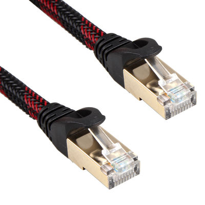 AWG 28 สาย Lan แบบถักสีแดงดำ, สายแพทช์เสถียรความเร็วสูง Cat 7