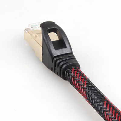 สายแพทช์อีเธอร์เน็ตแบบถัก Cat 7 ไนลอนสีดำสีขาวทนทานทุกสภาพอากาศ
