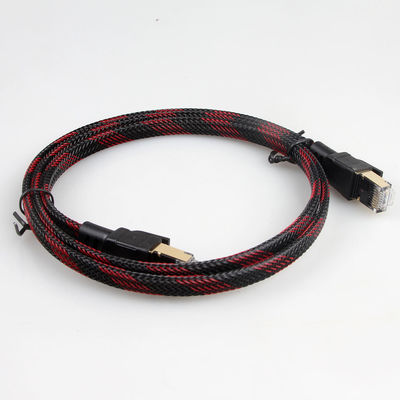 คอมพิวเตอร์อีเธอร์เน็ต Cat7 สายแพทช์ไนล่อนถักสำหรับเราเตอร์โมเด็มแล็ปท็อปพีซี