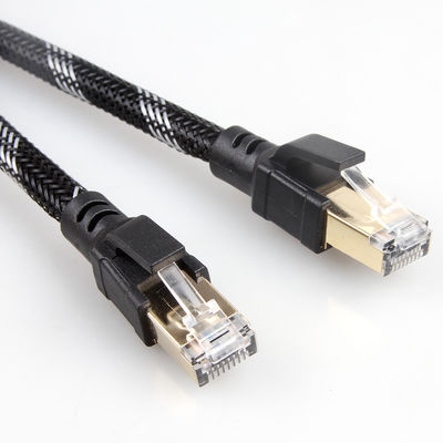 สายแพทช์ Cat8 ในร่มกลางแจ้งไนลอนถัก 26AWG 40Gbps 2000MHz S / FTP