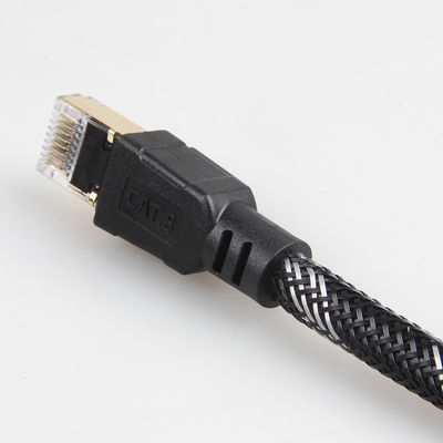 สายแพทช์ Cat8 ในร่มกลางแจ้งไนลอนถัก 26AWG 40Gbps 2000MHz S / FTP
