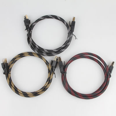 สายแพทช์ Cat8 ในร่มกลางแจ้งไนลอนถัก 26AWG 40Gbps 2000MHz S / FTP