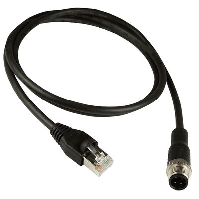 M12 ถึง Rj45 Gigabit Industrial Ethernet Cable Cat5e Cat6 สีดำ