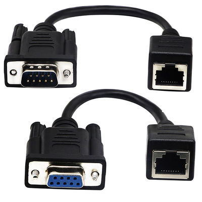 Cat5 Cat6 RJ45 ถึงสายเคเบิล RS232, ชุดสายเคเบิลอีเธอร์เน็ตอุตสาหกรรม DB9 9 พิน
