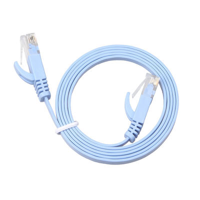 CAT 6 Network Flat Patch Cable สีน้ำเงิน 0.5 ม. 1 ม. 2 ม. ถึง 100 ม. แบนด์วิดท์ 350MHz