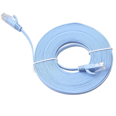 CAT 6 Network Flat Patch Cable สีน้ำเงิน 0.5 ม. 1 ม. 2 ม. ถึง 100 ม. แบนด์วิดท์ 350MHz