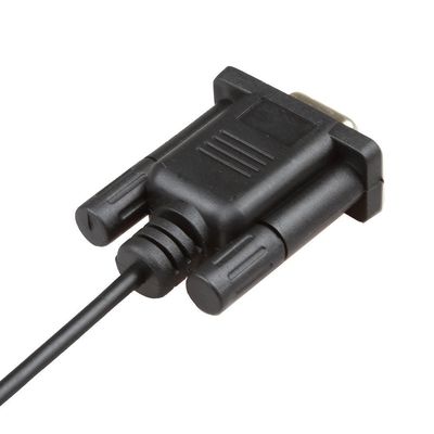สายเคเบิลลากสาย RS232 สีดำ DB9Pin ตัวเมียเป็น DC 3.5 มม. เสถียร
