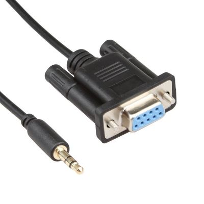 สายเคเบิลลากสาย RS232 สีดำ DB9Pin ตัวเมียเป็น DC 3.5 มม. เสถียร