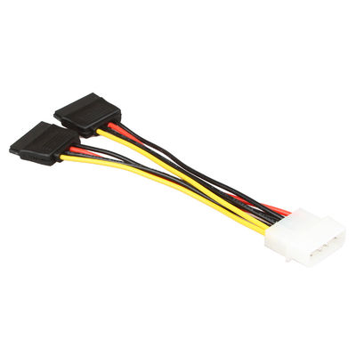 สายเคเบิลลากสายไฟ SATA OEM SATA 1 ถึง 2 4 Pin Molex Connector ถึง 2