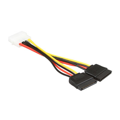 สายเคเบิลลากสายไฟ SATA OEM SATA 1 ถึง 2 4 Pin Molex Connector ถึง 2