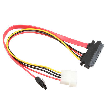 ROHS SATA III สายดาต้าลากสาย SATA 7+15 พิน 22 พินไปยัง SATA 7 พิน + 4 พิน