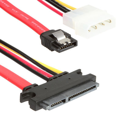 ROHS SATA III สายดาต้าลากสาย SATA 7+15 พิน 22 พินไปยัง SATA 7 พิน + 4 พิน