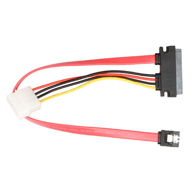 ROHS SATA III สายดาต้าลากสาย SATA 7+15 พิน 22 พินไปยัง SATA 7 พิน + 4 พิน
