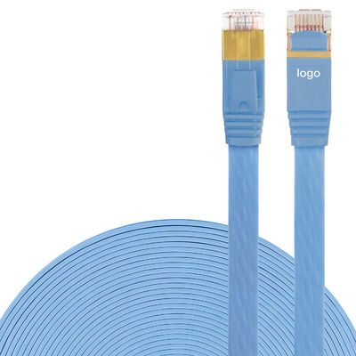 สายเคเบิลอีเธอร์เน็ต Cat 7 แบบแบน 600MHz ที่เสถียร, สายเคเบิล SFTP Cat7 ที่ใช้งานได้จริง BC Blue