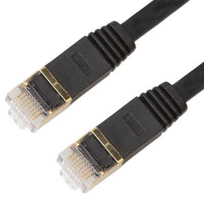 สายแพทช์แบน UTP ชนิดชีลด์ Cat 6 Copper 1 เมตร Rj45 สีดำ