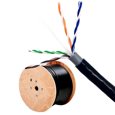 Double Sheath Cat6 Lan Cable UTP Network ทองแดงบริสุทธิ์สำหรับกลางแจ้ง