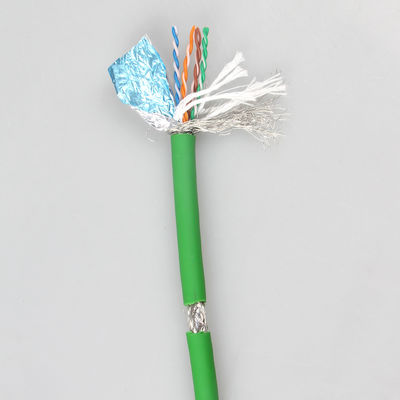 ความยืดหยุ่นสูง Cat 5e SFTP AWG26 PVC Green RJ45 สายเคเบิลอีเธอร์เน็ตสำหรับงานอุตสาหกรรม